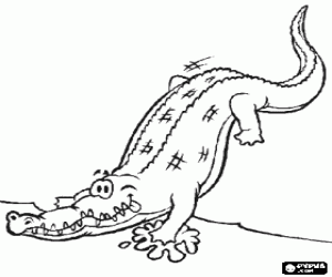 desenho de Crocodrile que entra no rio para colorir