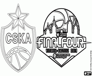 desenho de CSKA Moscou, campeão da Euroliga 2019 para colorir