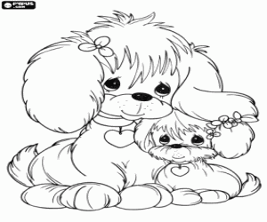 desenho de Dois cães de Precious Moments para colorir