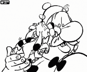 desenho de O cão lambe a cara de Obelix para colorir
