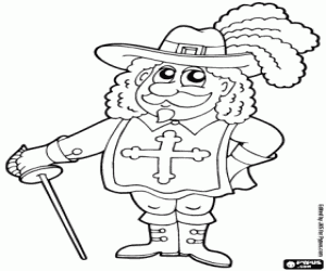 desenho de D'Artagnan, o mais famoso mosqueteiro para colorir
