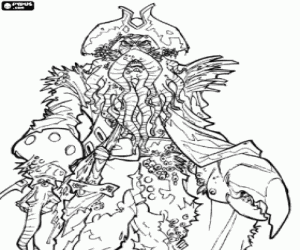 desenho de Davy Jones, piratas do Caribe para colorir