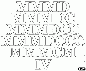 desenho de De 3500 a 4000, as centenas romanas para colorir