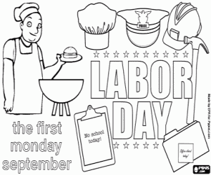 desenho de Fim de verão nos EUA, Labor Day para colorir