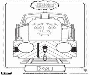 desenho de Den, uma locomotiva a diesel para colorir