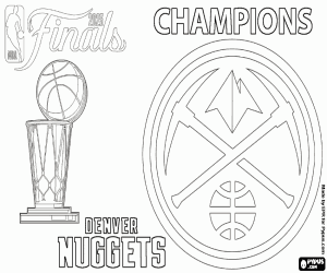 desenho de Denver Nuggets, campeão da NBA em 2023 para colorir