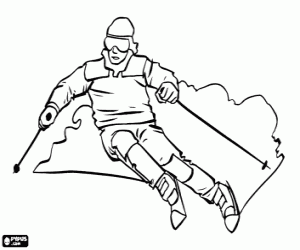 desenho de Uma derrapagem para um esquiador para colorir