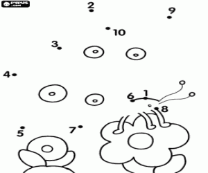 desenho de Desenho por pontos de flor e animal para colorir
