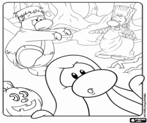 desenho de Dia das bruxas, Club Penguin para colorir