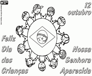 desenho de O dia das crianças no Brasil para colorir
