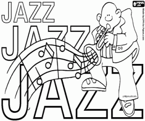desenho de O dia da música jazz para colorir