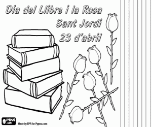 desenho de O dia do livro e a rosa para colorir
