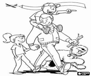 desenho de Dia do pai no parque para colorir