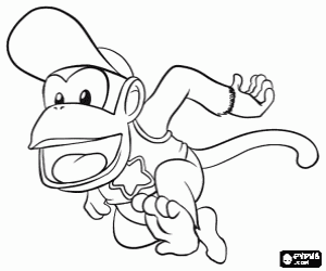 desenho de Diddy Kong, um chimpanzé para colorir