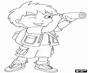 desenho de Diego com a luneta para colorir