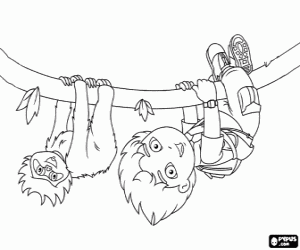 desenho de Diego com um macaco para colorir