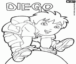 desenho de Diego, o menino aventureiro para colorir
