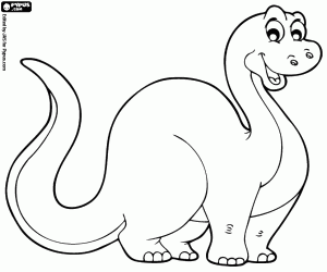 desenho de Dinossauro de cauda comprida para colorir