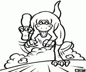 desenho de Dinossauro T-Rex, visto de frente para colorir