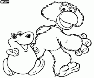 desenho de Dito e Feito, personagens do Cocoricó para colorir