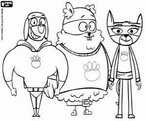 desenho de Dodge, Bingo e Marcia de PetSquad para colorir