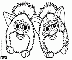 desenho de Dois furbys engraçados para colorir