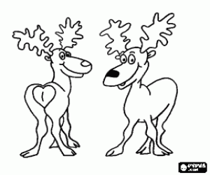 desenho de Dois renas de Natal felices  para colorir