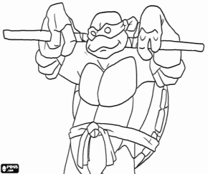 desenho de Donatello com sua arma preferida para colorir