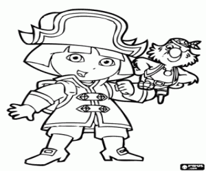 desenho de Dora é uma pirata para colorir