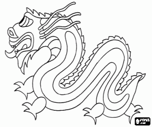 desenho de dragão chinês ou dragão oriental para colorir