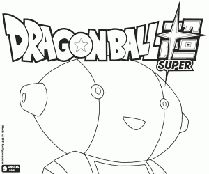 desenho de Dragon Ball Super, o logotipo e o robô para colorir