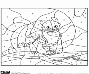 desenho de O dragão Banguela, por números para colorir