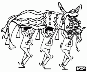 desenho de O dragão chinês na celebração para colorir
