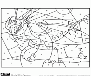 desenho de Dragão de Astrid com números para colorir