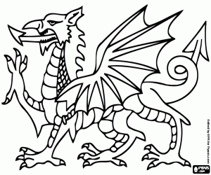 desenho de Dragão heráldico para colorir