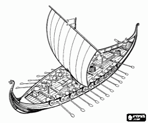 desenho de Drakkar, o barco dos vikings para colorir