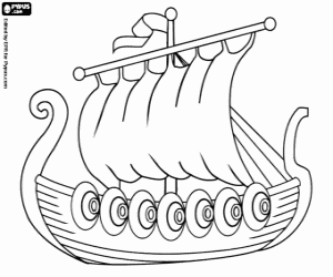 desenho de Drakkar, um navio vichingo para colorir