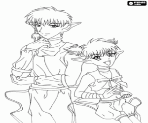 desenho de Dren e Sardon, personagens de Mew Mew para colorir