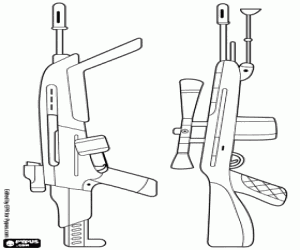 desenho de Duas armas de fogo, duas espingardas para colorir