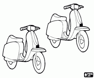 desenho de Duas motos scooter para colorir