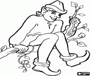 desenho de Um duende travesso no ramo para colorir