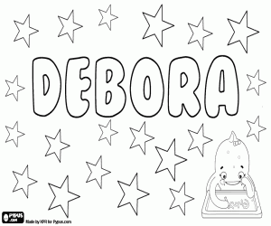 desenho de Débora, nome em vários idiomas para colorir