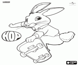 desenho de EB o coelhinho com skate para colorir