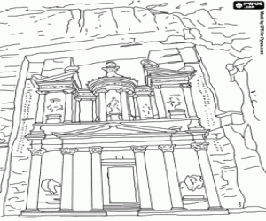 desenho de Edifício histórico, Petra, Jordânia para colorir