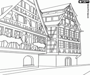 desenho de Edifícios de estilo alpino para colorir