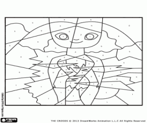 desenho de Eep Croods, cores por números para colorir