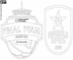 desenho de Efes, campeão Euroliga 2020-2021 para colorir