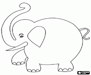 desenho de Elefante com o tubo em alta para colorir