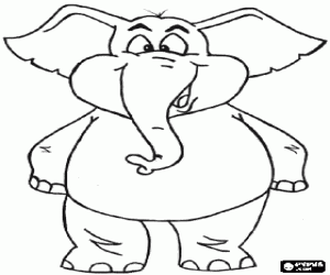 desenho de Um elefante nas patas traseiras para colorir