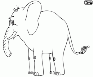 desenho de Elefante com presas, do lado para colorir